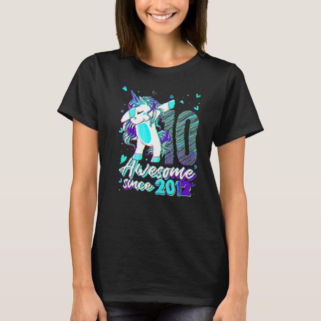 Camiseta Unicornio de 10 años de edad Dabbing (Anverso)