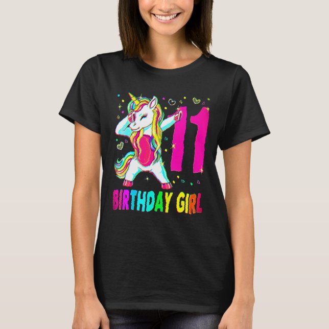 Camiseta Unicornio de 11 años Dabbing Universidad Chica de  (Anverso)