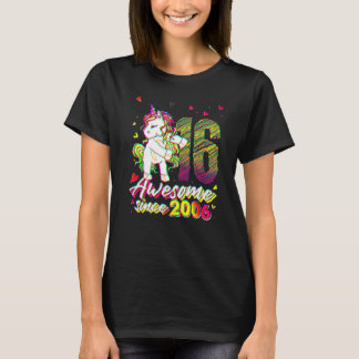 Camiseta Unicornio de 16 años haciendo flossing cumpleaños