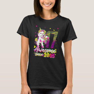 Camiseta Unicornio de 17 años haciendo flossing cumpleaños 