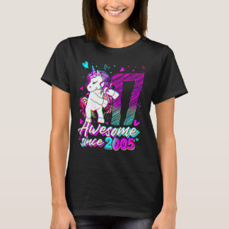 Camiseta Unicornio de 17 años haciendo flossing cumpleaños