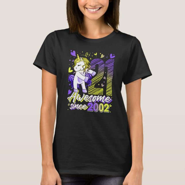 Camiseta Unicornio de 21 años de edad Chica de cumpleaños 2 (Anverso)
