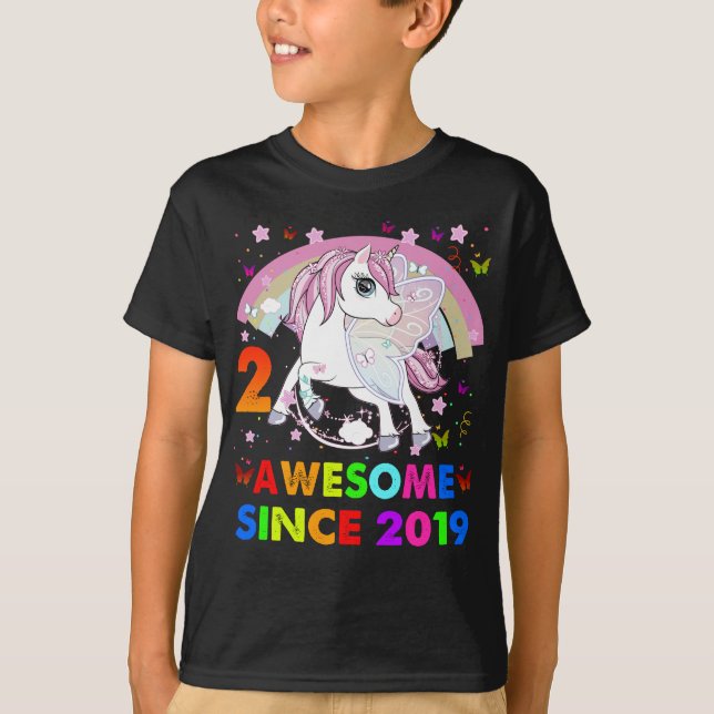 Camiseta Unicornio de 2 años de edad (Anverso)