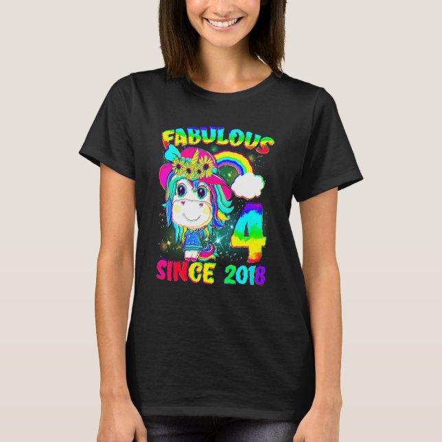 Camiseta Unicornio de 4 años de edad Chica de Unicornio (Anverso)