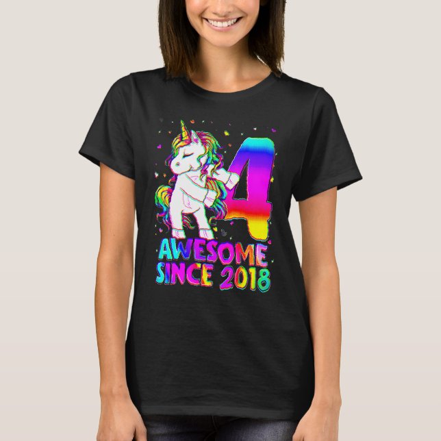 Camiseta Unicornio de 4 años de edad Chica en la Universida (Anverso)