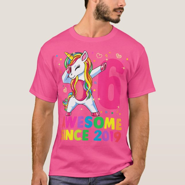 Camiseta Unicornio De 6 Años Dabbing Chica De 6 Años Unic (Anverso)