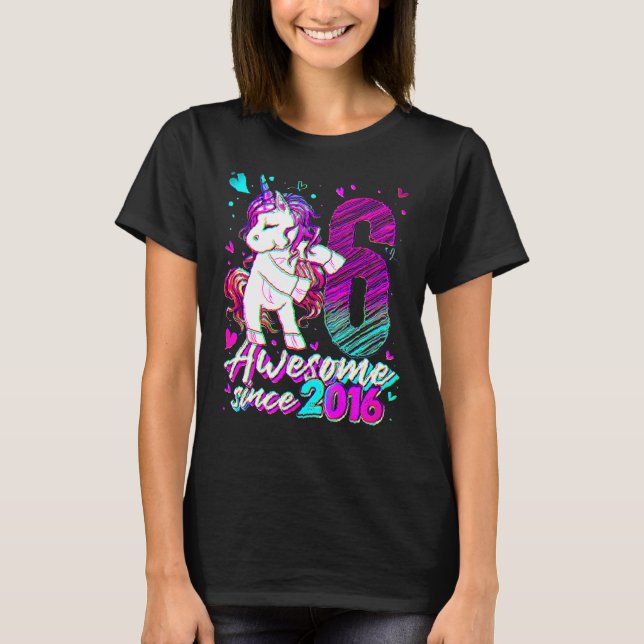 Camiseta Unicornio de 6 años de edad Chica Unificado (Anverso)