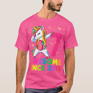 Camiseta Unicornio De 7 Años, Dabbing, Chica De Cumpleaños 