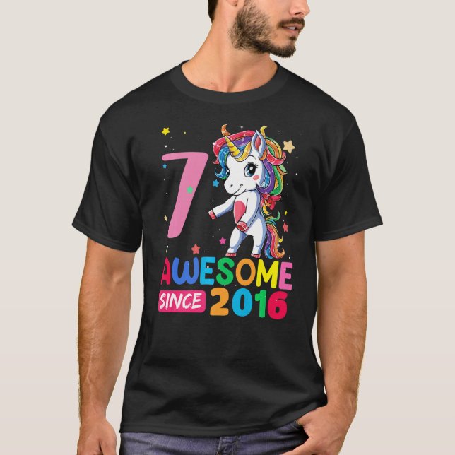 Camiseta Unicornio de 7 años de edad Chica Tee (Anverso)