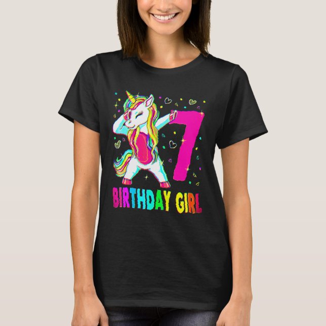 Camiseta Unicornio de 7 años de edad Dabbing Chica de cumpl (Anverso)