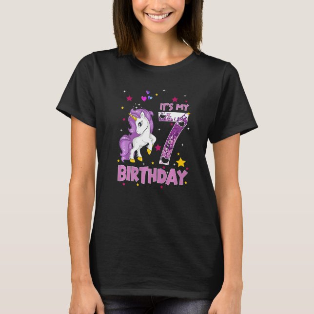 Camiseta Unicornio de 7 años, pieza de Unicornio, Chica de  (Anverso)