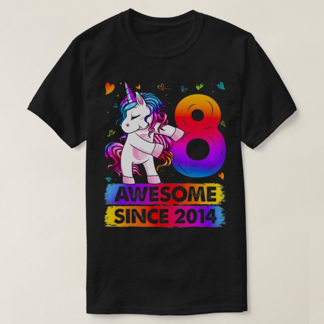 Camiseta Unicornio de 8 años de edad Chica Unificado (Diseño del anverso)