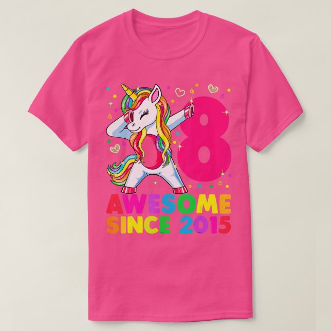Camiseta Unicornio de 8 años de edad Dabbing Chica de cumpl (Diseño del anverso)