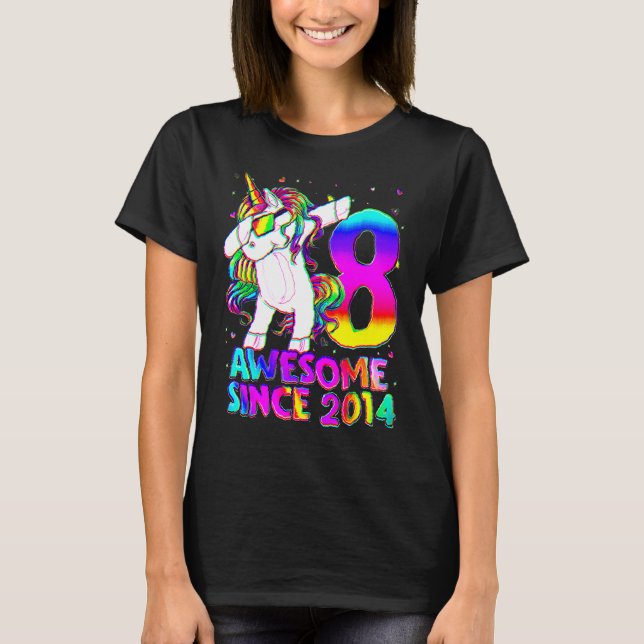 Camiseta Unicornio de 8 años de edad Dabbing Chica de cumpl (Anverso)