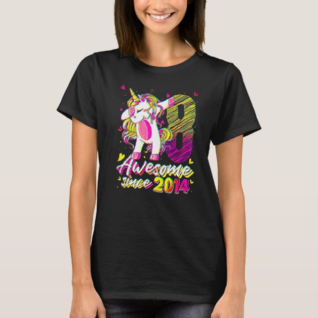 Camiseta Unicornio de 8 años de edad Dabbing Chica de cumpl (Anverso)