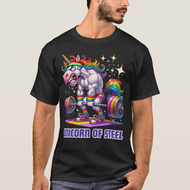 Camiseta Unicornio de acero - Gimnasio divertido (Anverso)