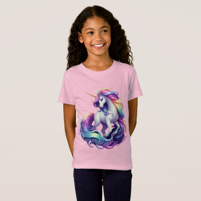 Camiseta Unicornio de Arcoíris Caprichoso (Anverso completo)