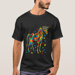 Camiseta Unicornio de autismo piezas de rompecabezas colori