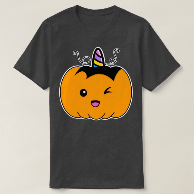 Camiseta Unicornio de Calabaza Halloween Halloween (Diseño del anverso)