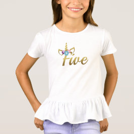 Camiseta Unicornio de cinco años, Chica de cumpleaños para 