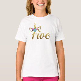 Camiseta Unicornio de cinco años, Chica de cumpleaños para
