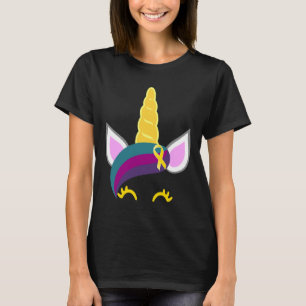 Camiseta Unicornio de cinta amarilla de conciencia del cánc