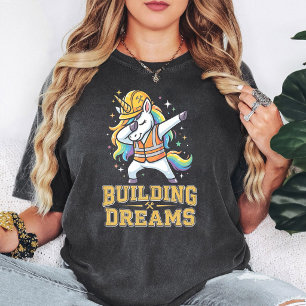 Camiseta Unicornio de Construcción Haciendo Dab Bailando Co
