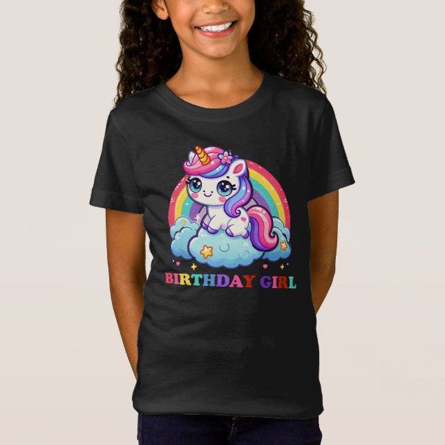 Camiseta Unicornio de cumpleaños lindo - Chicas de cumpleañ (Anverso)
