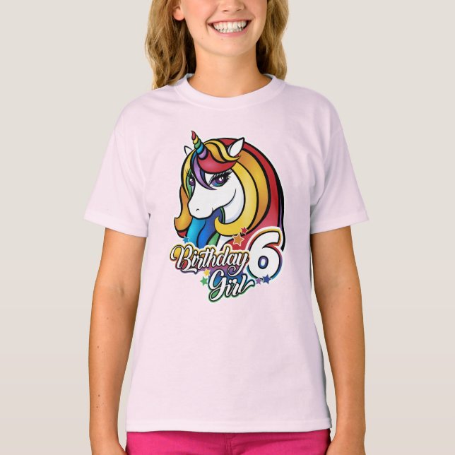 Camiseta Unicornio de cumpleaños para chicas. (Anverso)