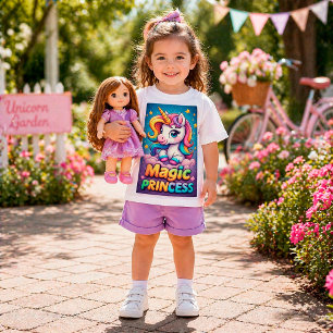 Camiseta Unicornio de dibujos animados lindo princesa mágic