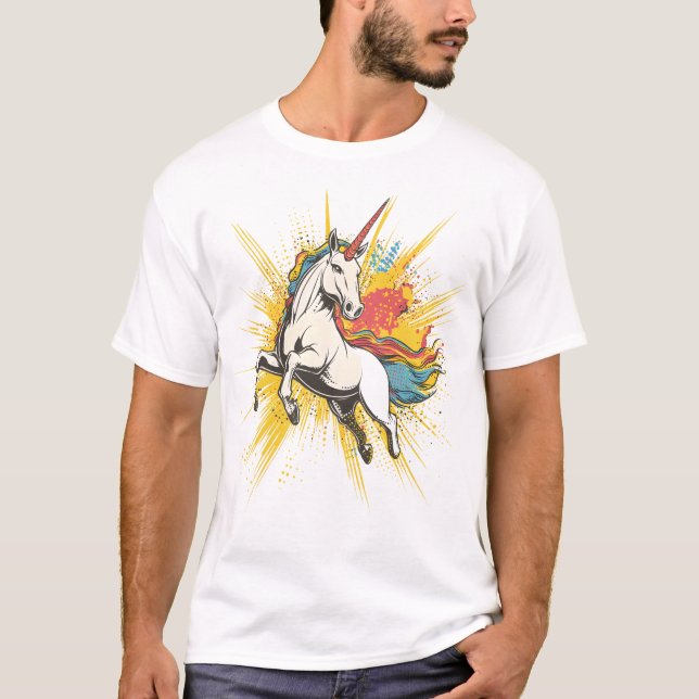 Camiseta Unicornio de Explosión Cómica (1) (Anverso)