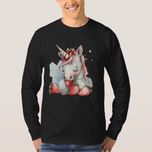 Camiseta Unicornio de Fresa Dibujo de Fresas Lindas con Acu