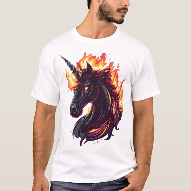 Camiseta Unicornio de Fuego y Llama (1) (Anverso)