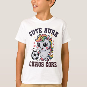 Camiseta Unicornio de fútbol divertido aura linda caos cent