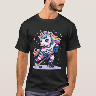 Camiseta Unicornio de Hockey Hielo Divertido Chicas Inviern
