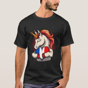 Camiseta Unicornio de la Bandera Francesa Raíces Francesas