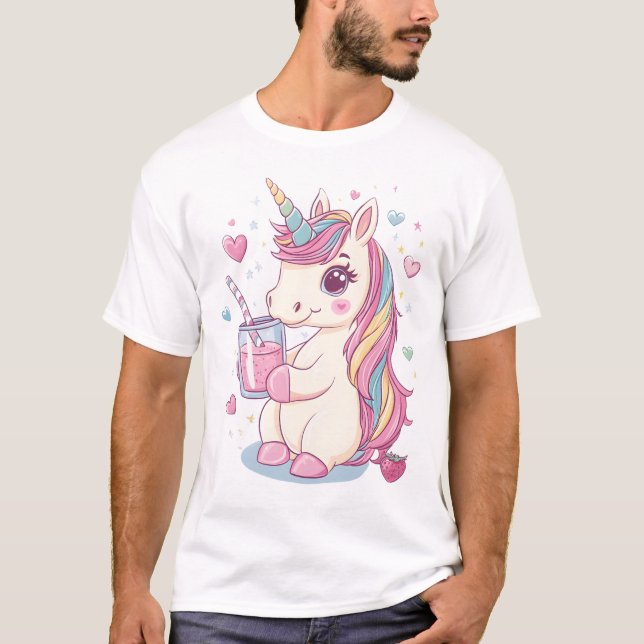 Camiseta Unicornio de Leche de Fresa (2) (Anverso)