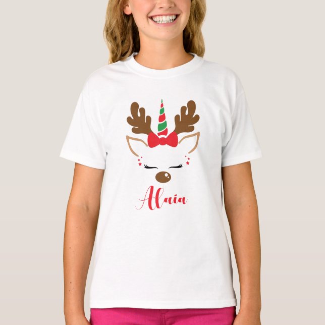 Camiseta unicornio de Navidades de renos (Anverso)