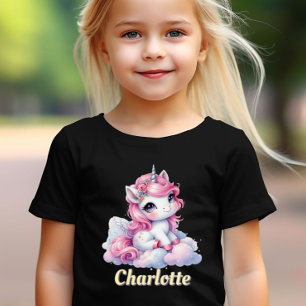 Camiseta Unicornio de nube mágica destello de pastel negro