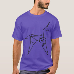 Camiseta unicornio de origami minimalista sobre blanco