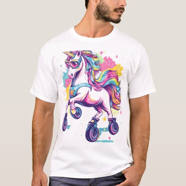 Camiseta Unicornio de Patines Retro (1) (Anverso)