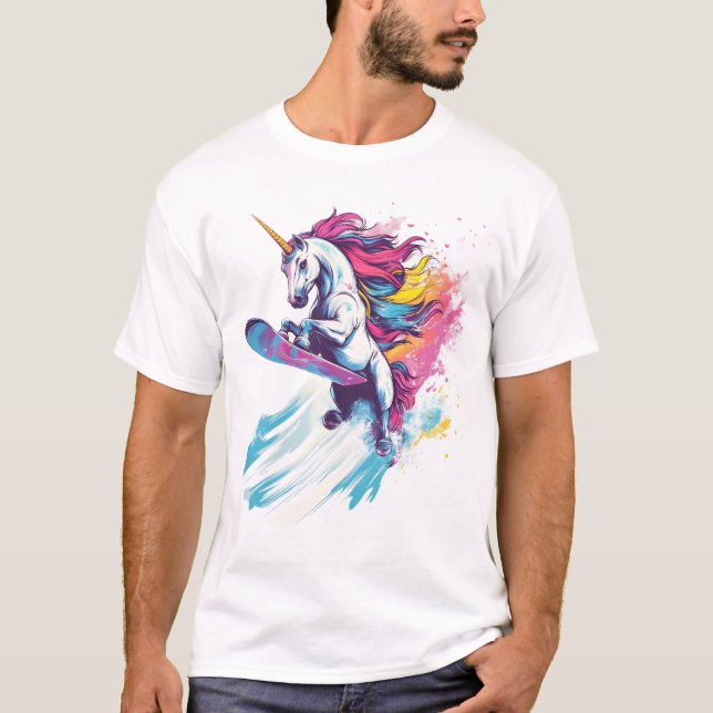 Camiseta Unicornio de snowboarding (1) (Anverso)