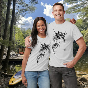 Camiseta Unicornio de tinta negra tribal