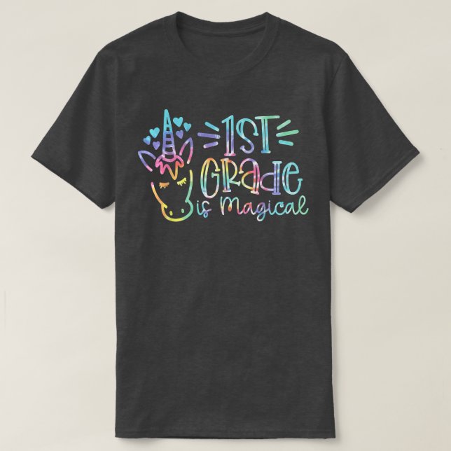 Camiseta Unicornio De Vuelta A La Escuela Chicas 1er Grado  (Diseño del anverso)