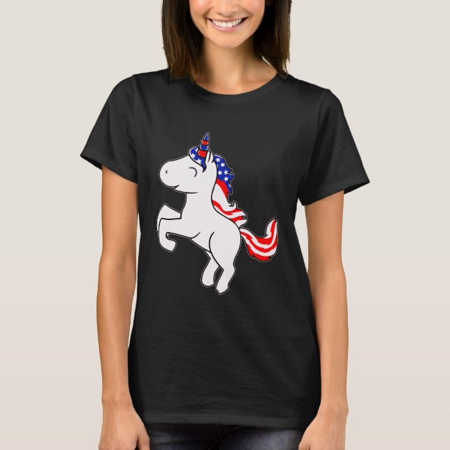 Camiseta Unicornio de White Patriotic USA Flag Mane Persona (Anverso)