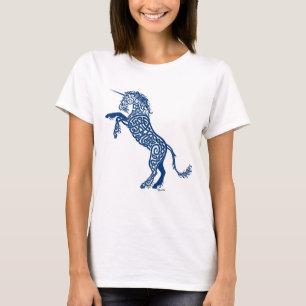 Camiseta Unicornio del azul de Knotwork