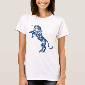 Camiseta Unicornio del azul de Knotwork