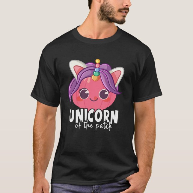 Camiseta Unicornio del parche I Pumpkin Horn Halloween Gril (Anverso)