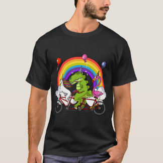 Camiseta Unicornio Dinosaurio Flamenco Montando Bicicleta