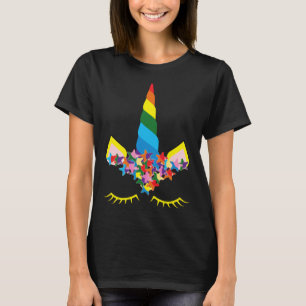 Camiseta unicornio disfraz con arco iris Chicas flotando Un